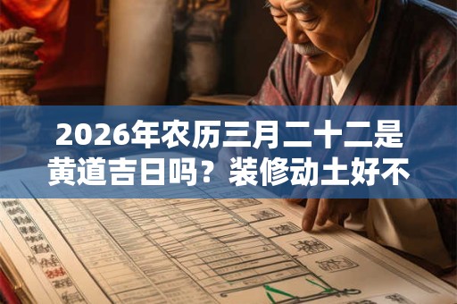2026年农历三月二十二是黄道吉日吗?装修动土好不好? 2026年农历三月二十二是黄道吉日吗?装修动土好不好?