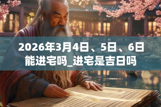2026年3月4日、5日、6日能进宅吗_进宅是吉日吗