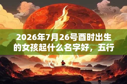 2026年7月26号酉时出生的女孩起什么名字好，五行属什么？