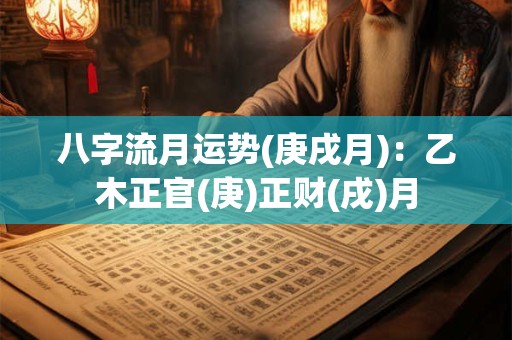 八字流月运势(庚戌月)：乙木正官(庚)正财(戌)月