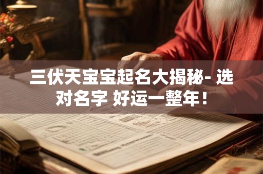 三伏天宝宝起名大揭秘- 选对名字 好运一整年！