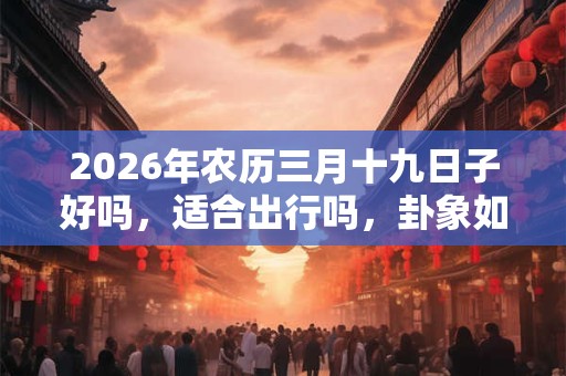 2026年农历三月十九日子好吗，适合出行吗，卦象如何？
