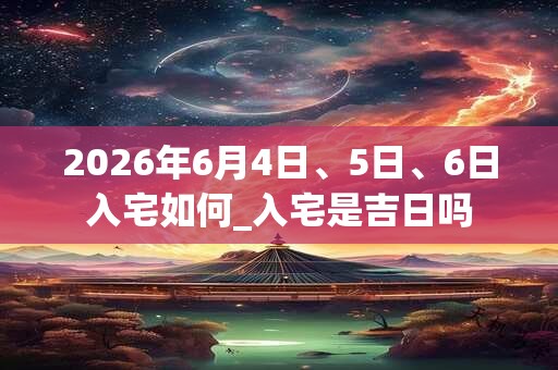 2026年6月4日、5日、6日入宅如何_入宅是吉日吗
