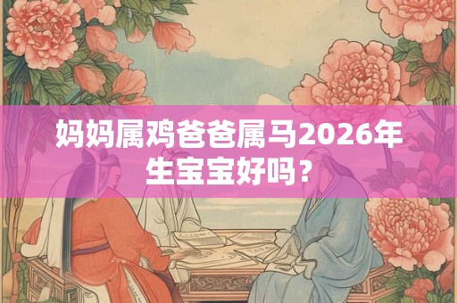 妈妈属鸡爸爸属马2026年生宝宝好吗？