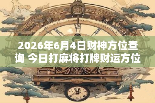 2026年6月4日财神方位查询 今日打麻将打牌财运方位！