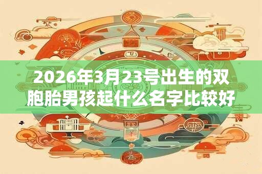 2026年3月23号出生的双胞胎男孩起什么名字比较好，五行属什么