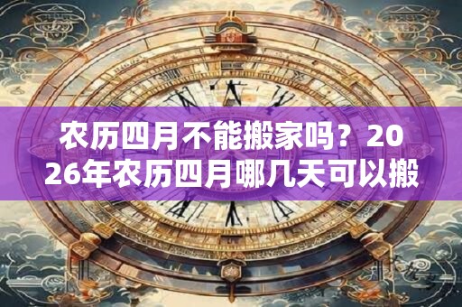 农历四月不能搬家吗?2026年农历四月哪几天可以搬家? 农历四月不能搬家吗?2026年农历四月哪几天可以搬家?