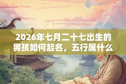 2026年七月二十七出生的男孩如何起名，五行属什么