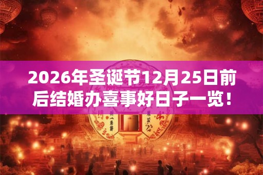 2026年圣诞节12月25日前后结婚办喜事好日子一览！