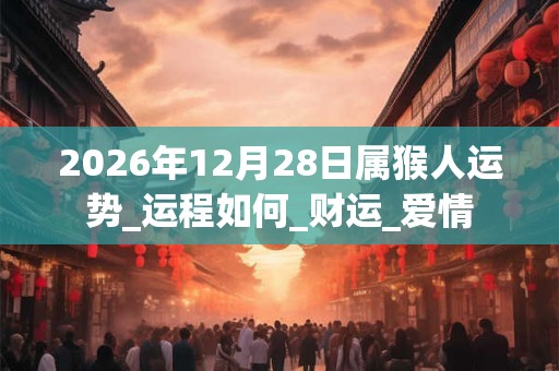 2026年12月28日属猴人运势_运程如何_财运_爱情