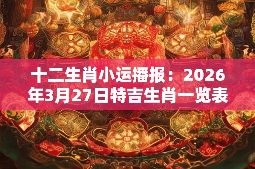 十二生肖小运播报：2026年3月27日特吉生肖一览表