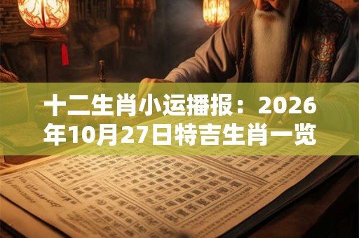 十二生肖小运播报：2026年10月27日特吉生肖一览表