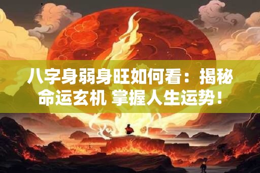 八字身弱身旺如何看：揭秘命运玄机 掌握人生运势！