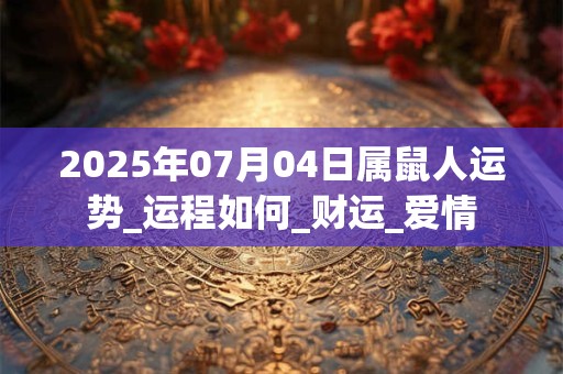 2025年07月04日属鼠人运势_运程如何_财运_爱情