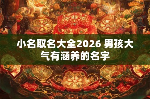 小名取名大全2026 男孩大气有涵养的名字