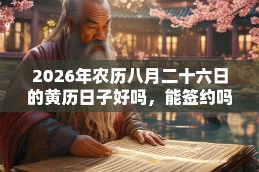 2026年农历八月二十六日的黄历日子好吗，能签约吗？