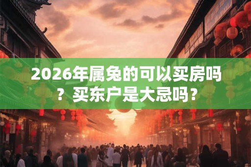 2026年属兔的可以买房吗？买东户是大忌吗？