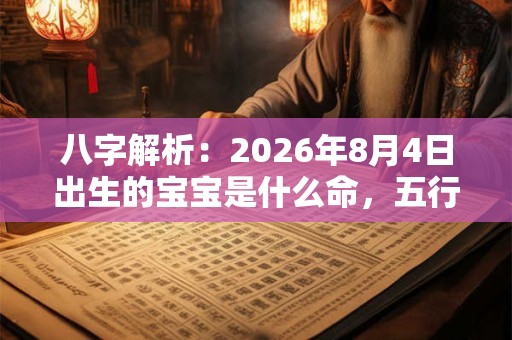 八字解析：2026年8月4日出生的宝宝是什么命，五行缺什么