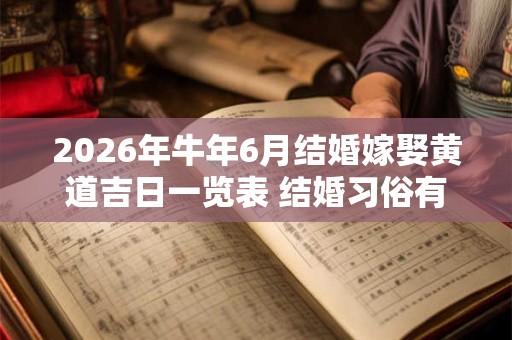 2026年牛年6月结婚嫁娶黄道吉日一览表 结婚习俗有什么