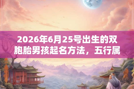 2026年6月25号出生的双胞胎男孩起名方法，五行属什么