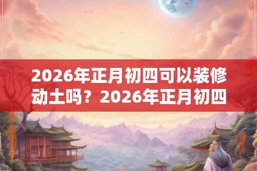 2026年正月初四可以装修动土吗？2026年正月初四时辰吉凶？