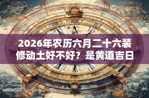 2026年农历六月二十六装修动土好不好？是黄道吉日吗？