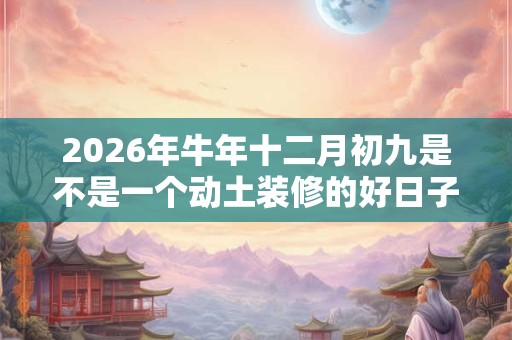 2026年牛年十二月初九是不是一个动土装修的好日子？