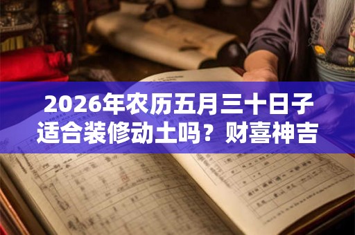 2026年农历五月三十日子适合装修动土吗？财喜神吉位在哪？