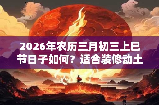 2026年农历三月初三上巳节日子如何？适合装修动土吗？