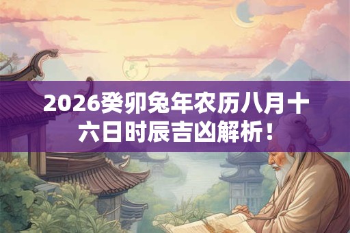 2026癸卯兔年农历八月十六日时辰吉凶解析！