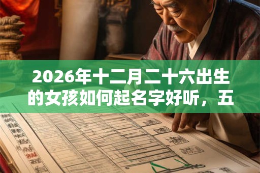 2026年十二月二十六出生的女孩如何起名字好听，五行属什么