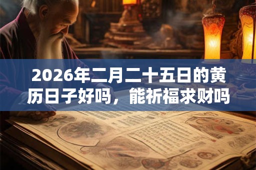 2026年二月二十五日的黄历日子好吗，能祈福求财吗？