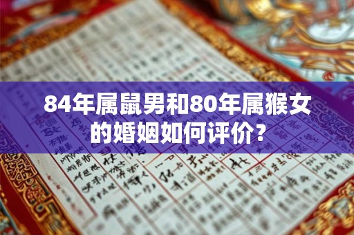 84年属鼠男和80年属猴女的婚姻如何评价？
