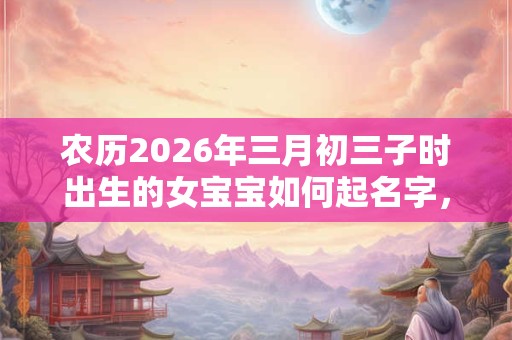 农历2026年三月初三子时出生的女宝宝如何起名字，五行属什么