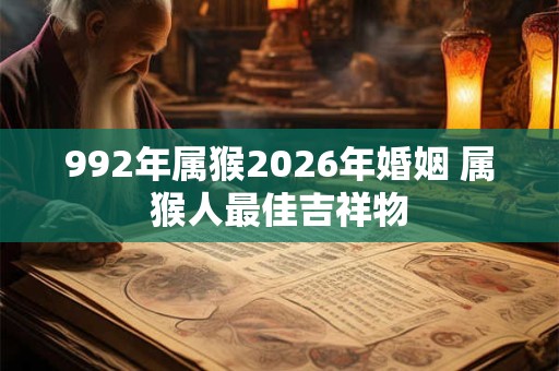 992年属猴2026年婚姻 属猴人最佳吉祥物