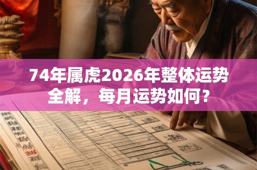 74年属虎2026年整体运势全解，每月运势如何？