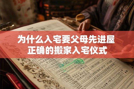 为什么入宅要父母先进屋 正确的搬家入宅仪式 为什么入宅要父母先进屋 正确的搬家入宅仪式