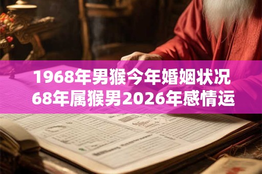 1968年男猴今年婚姻状况 68年属猴男2026年感情运势