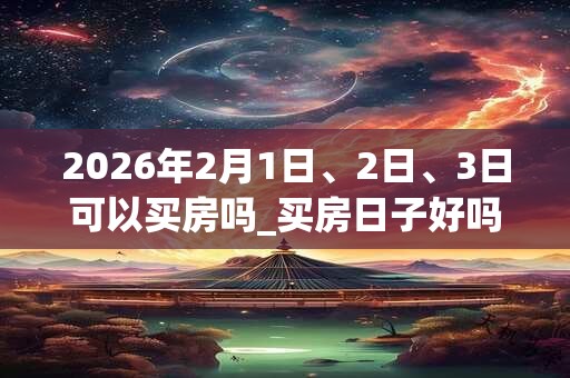 2026年2月1日、2日、3日可以买房吗_买房日子好吗