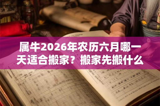 属牛2026年农历六月哪一天适合搬家？搬家先搬什么？