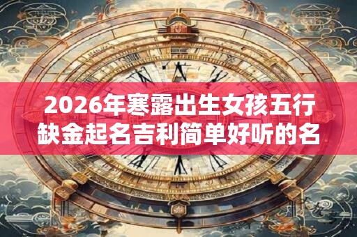 2026年寒露出生女孩五行缺金起名吉利简单好听的名字