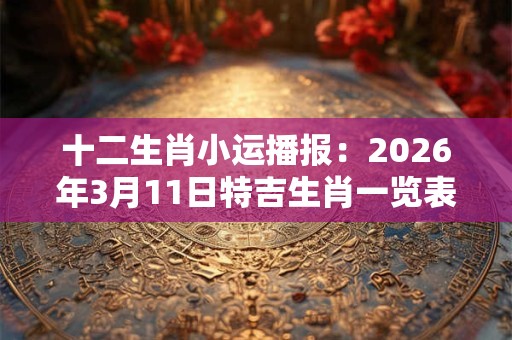 十二生肖小运播报：2026年3月11日特吉生肖一览表