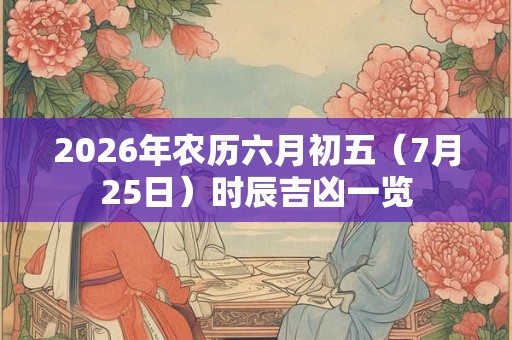 2026年农历六月初五（7月25日）时辰吉凶一览
