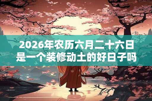 2026年农历六月二十六日是一个装修动土的好日子吗？