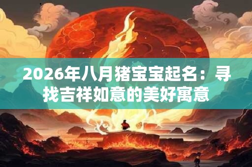 2026年八月猪宝宝起名：寻找吉祥如意的美好寓意
