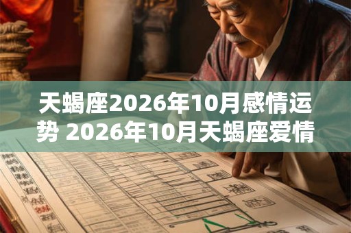 天蝎座2026年10月感情运势 2026年10月天蝎座爱情运程详解