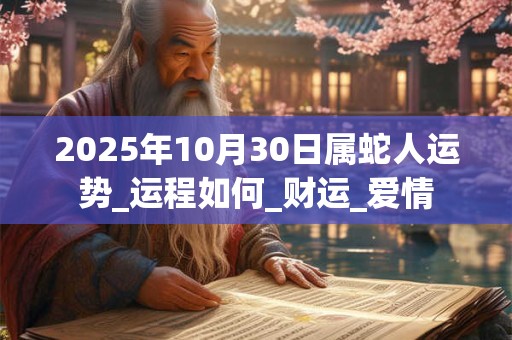 2025年10月30日属蛇人运势_运程如何_财运_爱情
