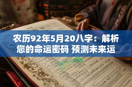 农历92年5月20八字：解析您的命运密码 预测未来运势！