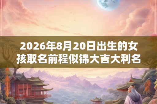 2026年8月20日出生的女孩取名前程似锦大吉大利名字