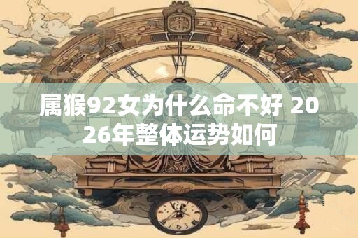 属猴92女为什么命不好 2026年整体运势如何